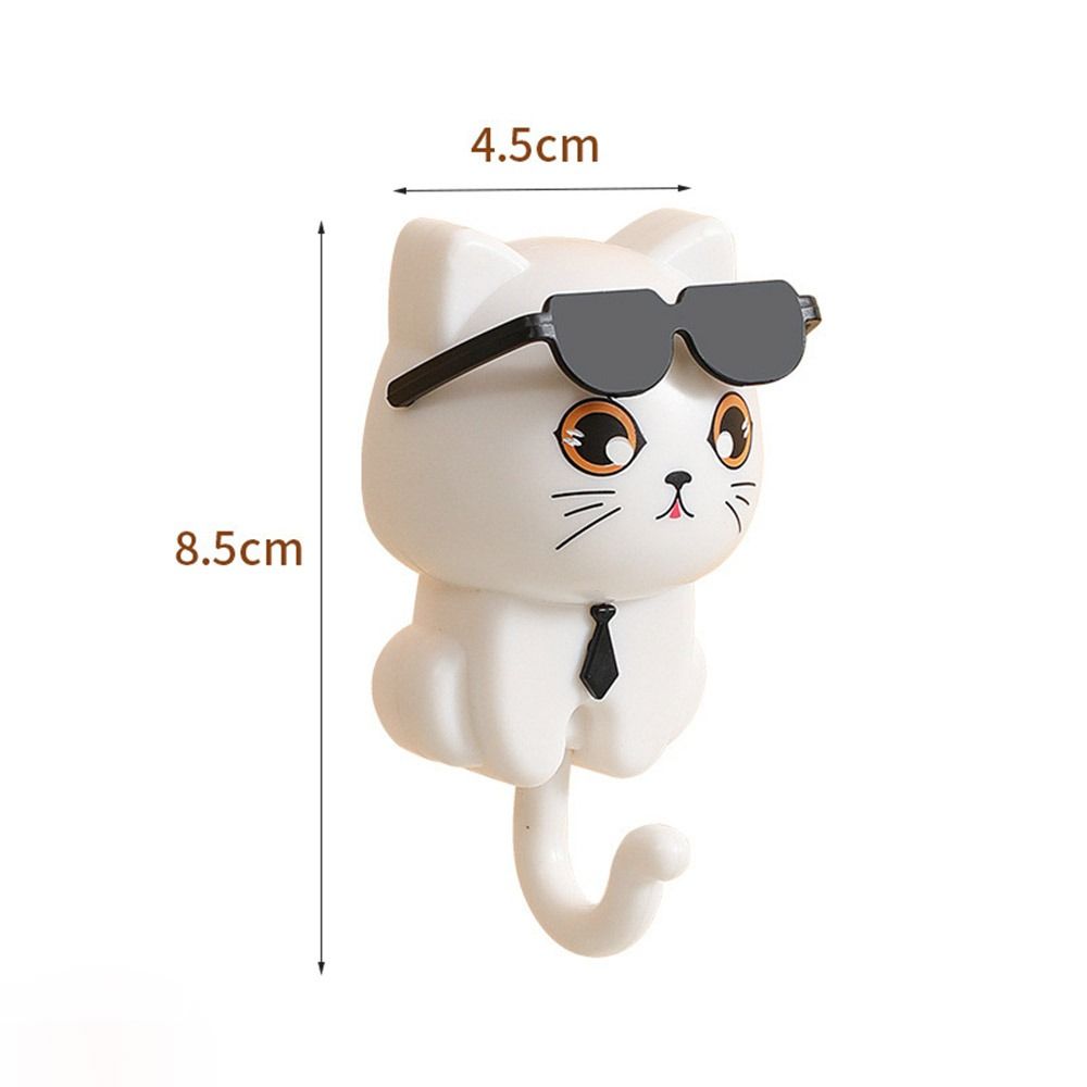 Funny Plastic Cartoon Cat Hooks, Wall Hanging, Waterproof Sunglasses, Cat Hooks, Decorative Sticky Hooks, Entrance