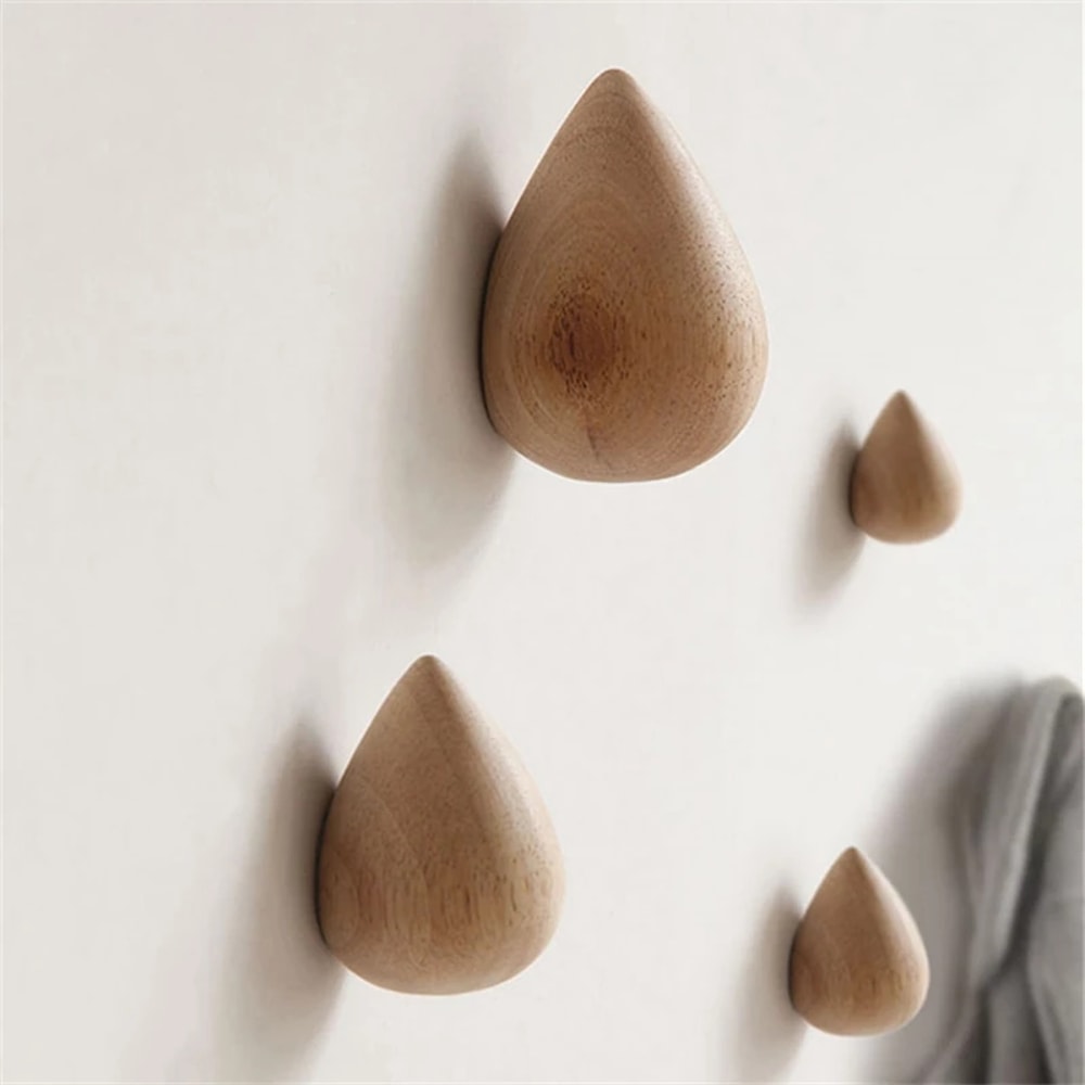 Wall Mounted Coat Hook Natural Wood Clothes Hanger Decorative Key Holder For Hats Scarves Handbags 0