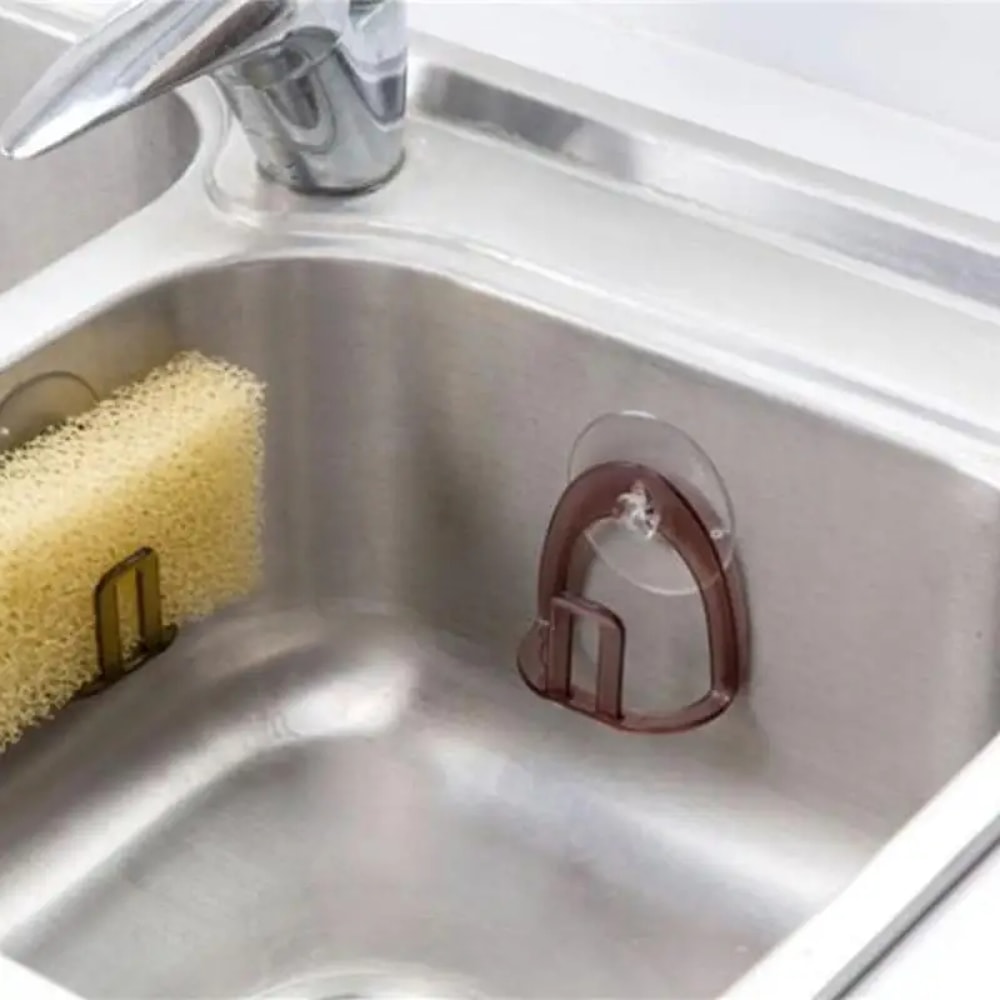 Kitchen Suction Cup Sink Drain Rack, Plastic Sponge Holder, Organizer