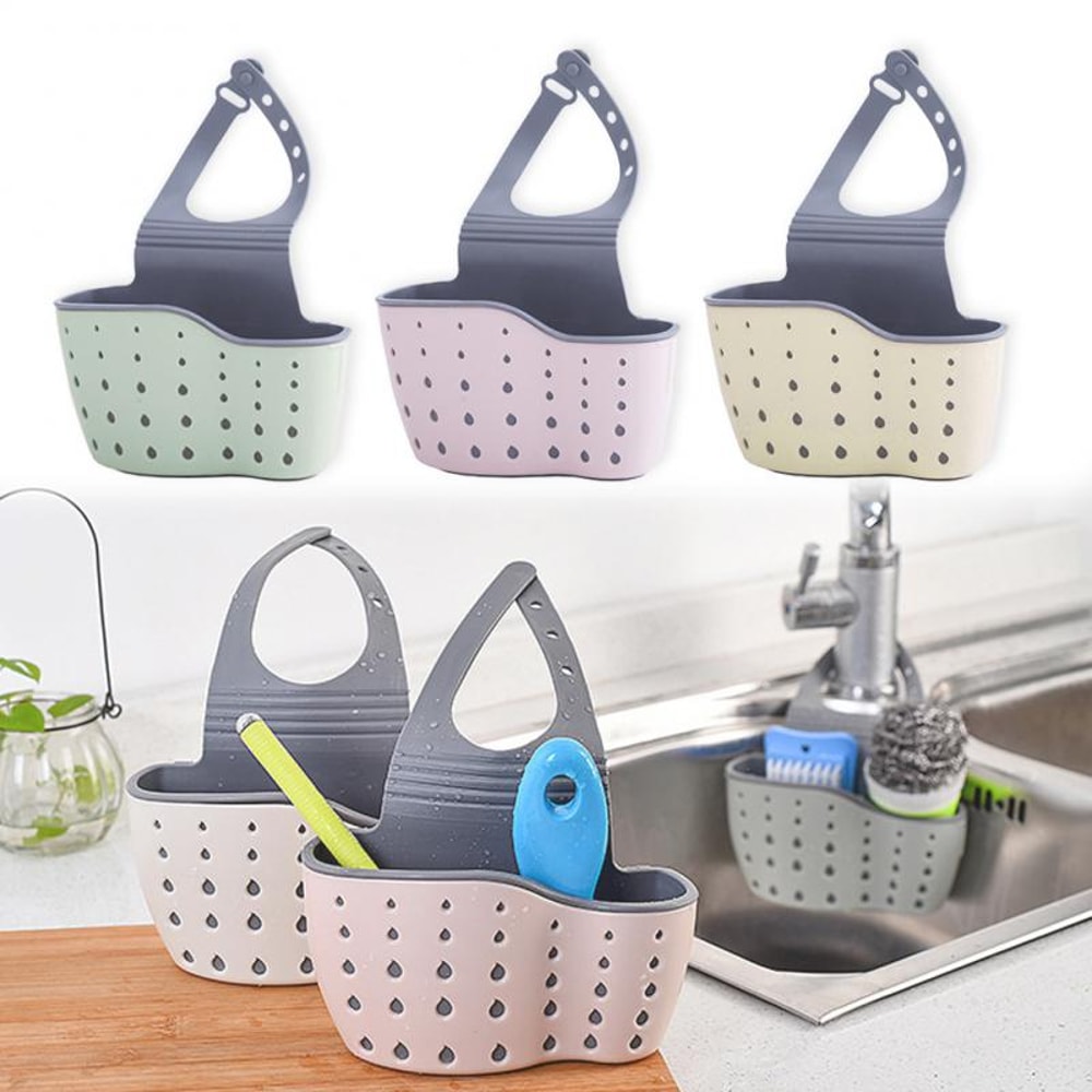 Sink Shelf Soap Sponge Drain Rack, Hanging Bag Kitchen Accessory