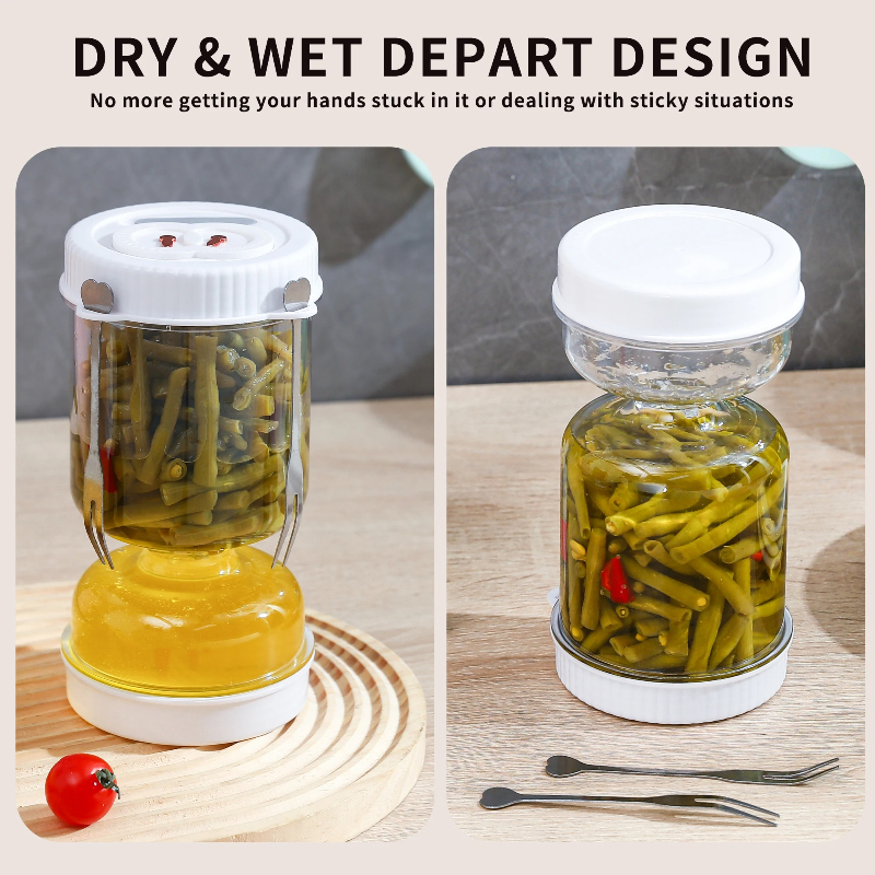 Pickles Jar With Lids Strainer Olives Food Storage Kimchi Container Hourglass Jug For Fermentation 5