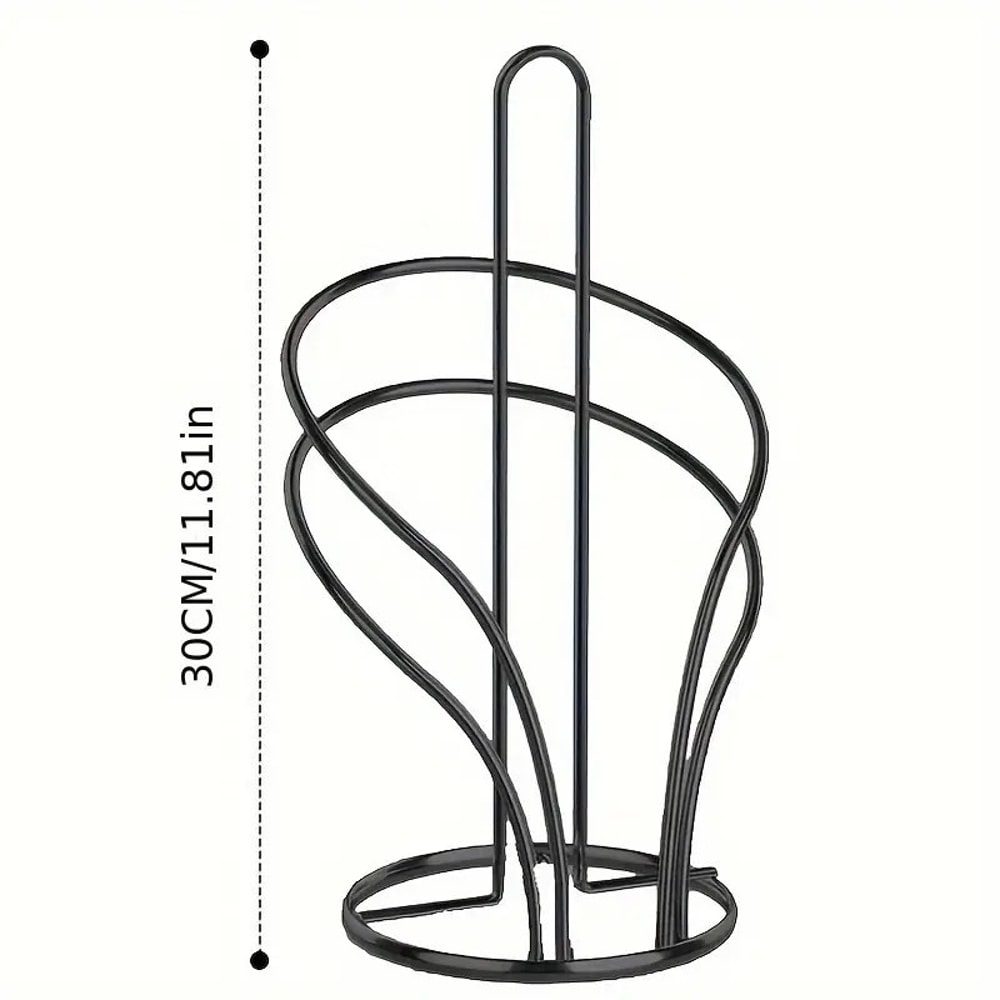 Elegant Black Gold Metal Countertop Paper Towel Holder, Reinforced Base for Kitchen and Bathroom Organization