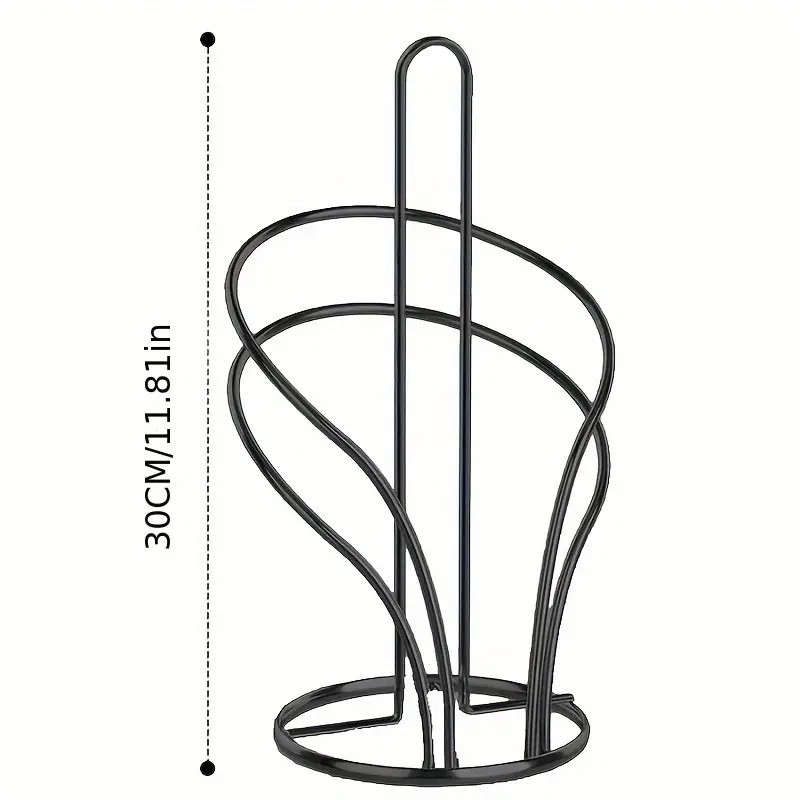 Elegant Black Gold Metal Countertop Paper Towel Holder, Reinforced Base for Kitchen and Bathroom Organization