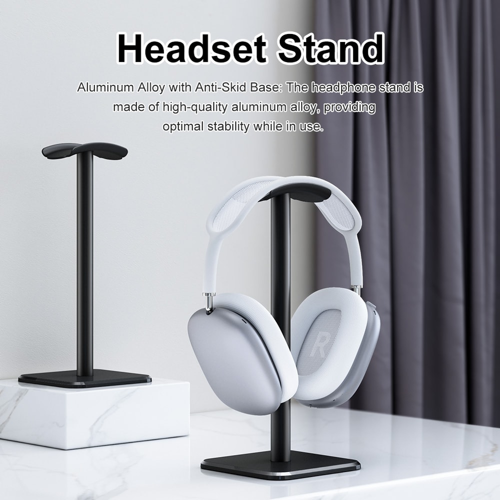 Aluminium Alloy Headset Support Stand Anti Skid Base Desktop Organizer Space Saving Earphone Mount 1