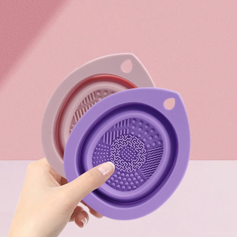 Silicone Makeup Brush Cleaner Folding Cleaning Bowl Powder Puff Washing Soft Mat Beauty Tools Scrub 2