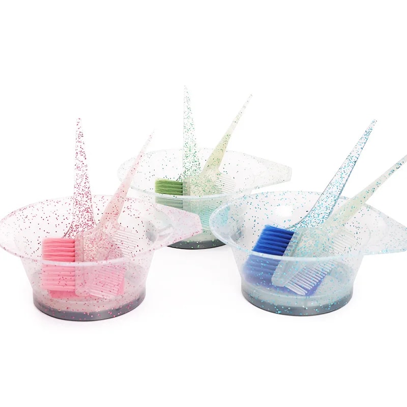 Coloring Hair Dye Brushes, Plastic Easy Clean Mixing Bowl, Home Salon Barber Tinting Brush Hairdressing DIY Haircut