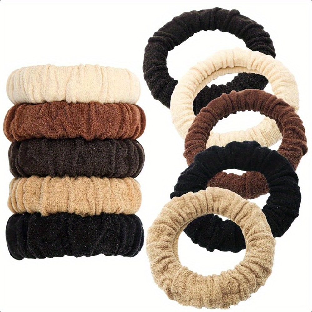 No Damage Soft Polyester Hair Ties, No Tug Scrunchies Hair Bands with Strong Elasticity for Thick or Fine Hair