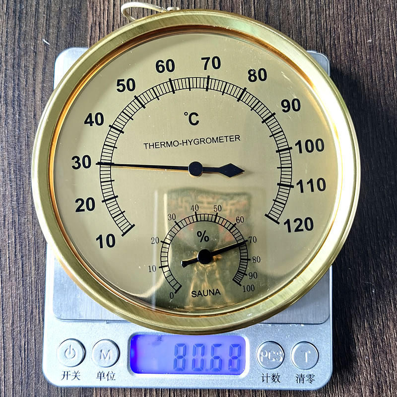 Round Sauna Hygrothermograph, Thermometer Hygrometer, Humidity and Temperature Meter for Sauna Room