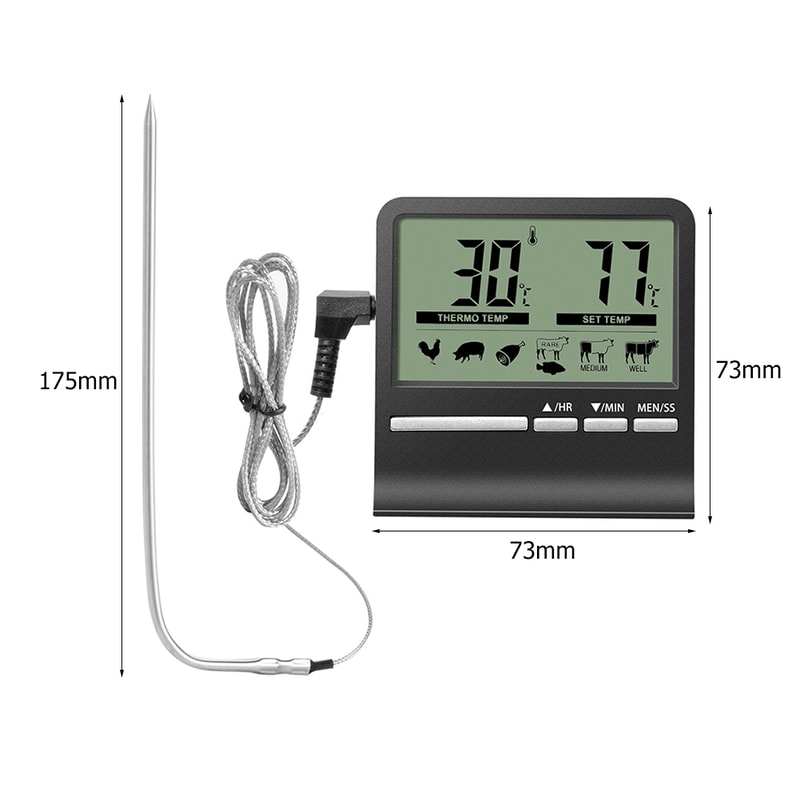 BBQ Electronic Digital LCD Food Thermometer Meat Water Oil Cooking Temperature Alarm Kitchen Cookin 5