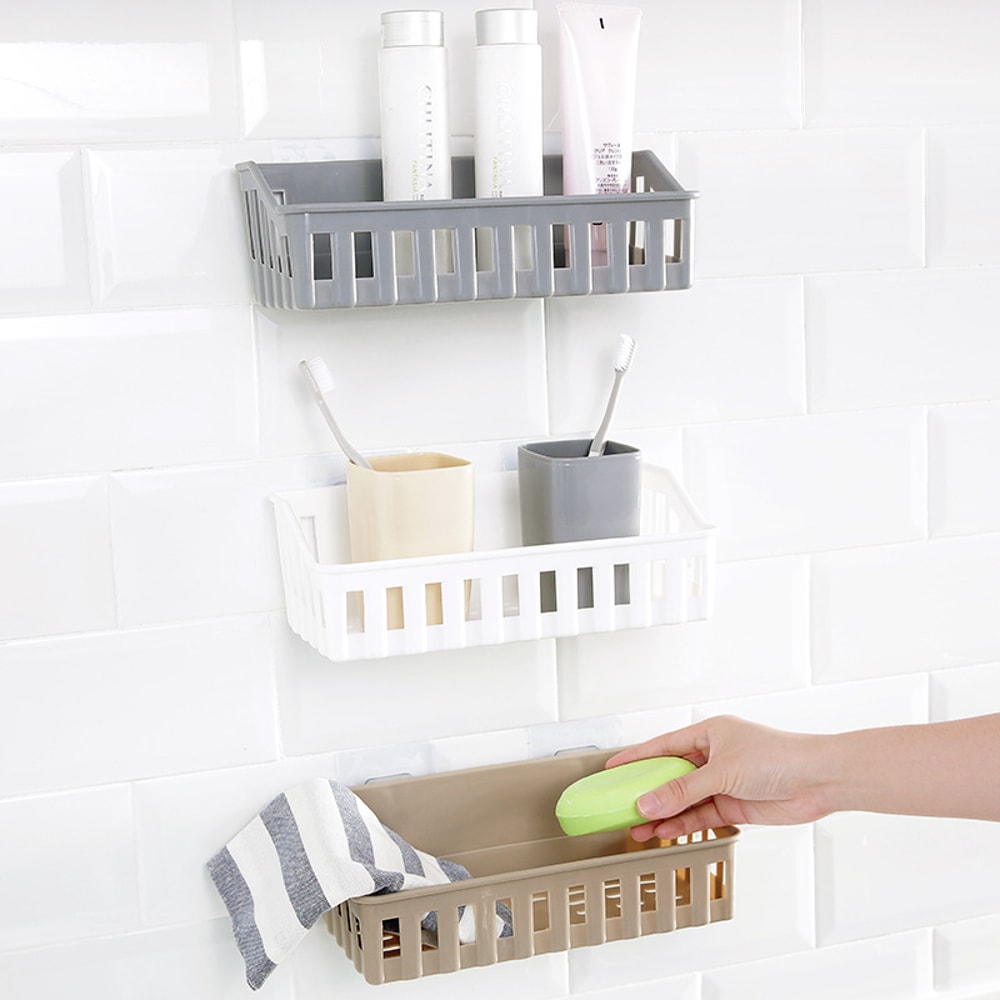 Shelf Bathroom Adhesive Storage Rack, Hooks, Kitchen Home Decoration, Corner Shower Shelf Rack Accessories