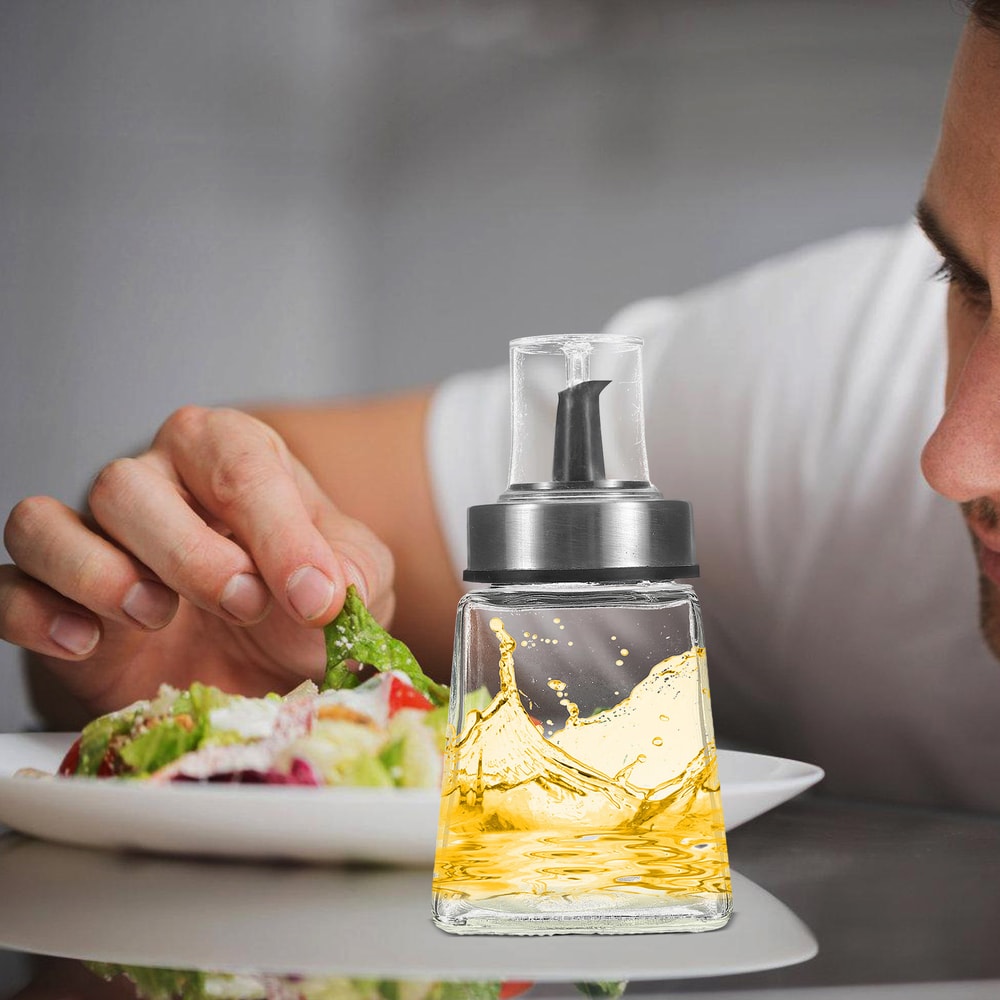 Glass Oil Dispenser Bottle, Cooking Oil Vinegar Storage with Spout, Reusable Jar for Home Travel
