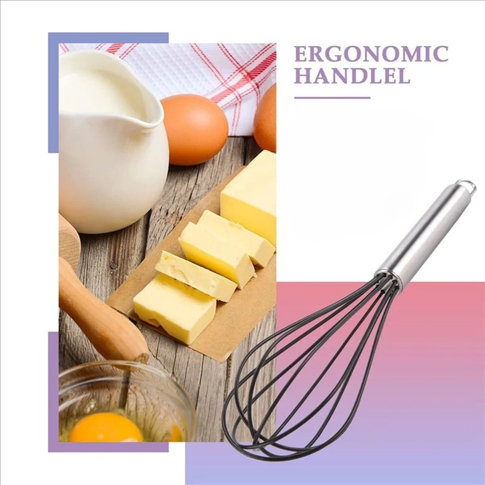 Silicone Kitchen Whisk Heat Resistant Egg Beater Sturdy Wire Balloon 2