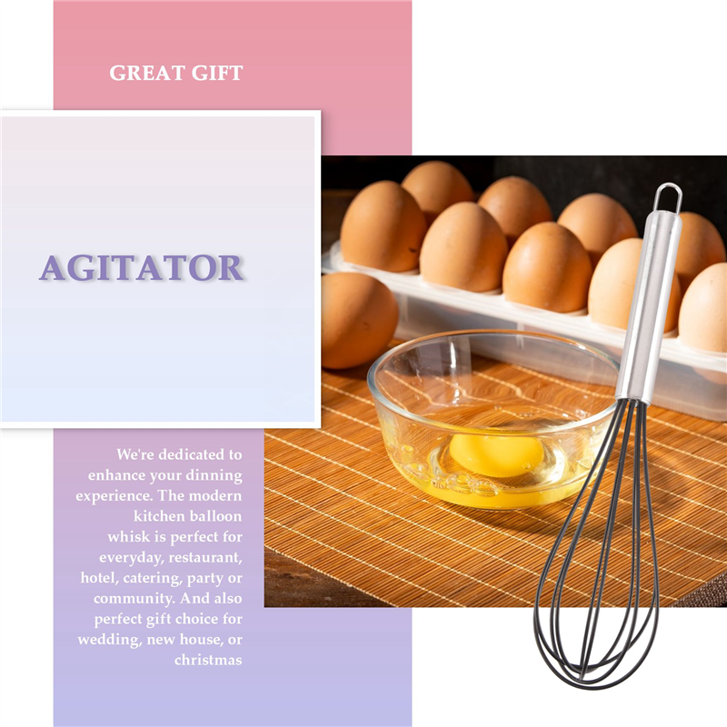 Silicone Kitchen Whisk Heat Resistant Egg Beater Sturdy Wire Balloon 4