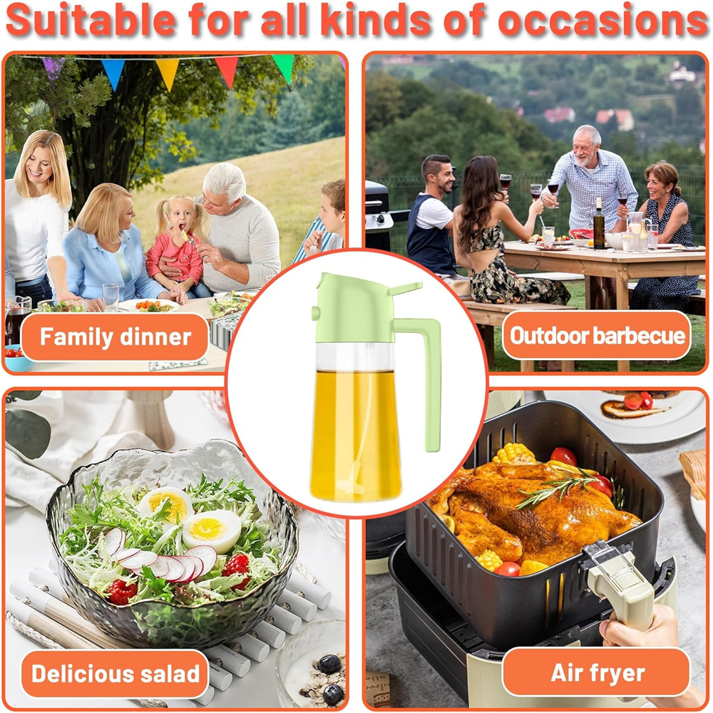 Glass Oil Dispenser with Automatic Flip Lid, Leak-Proof Oil Spray Bottle for Kitchen Cooking