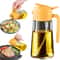 Glass Oil Dispenser with Automatic Flip Lid, Leak-Proof Oil Spray Bottle for Kitchen Cooking