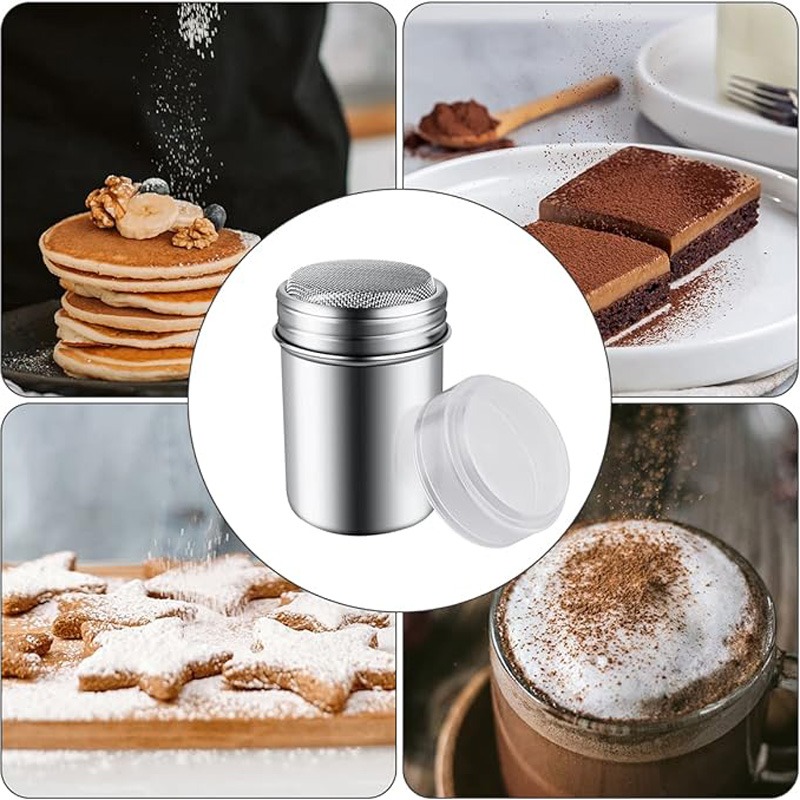 Powdered Sugar Vibrating Sieve With Lid Fine Mesh Icing Jar For Cocoa Cornstarch Coffee 4