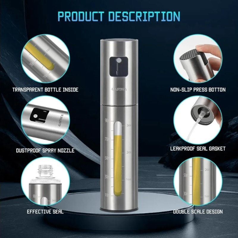 Baking Olive Oil Spray Bottle Stainless Steel Oil Sprayer Vinegar Seasoning Bottle For Kitchen Use 2