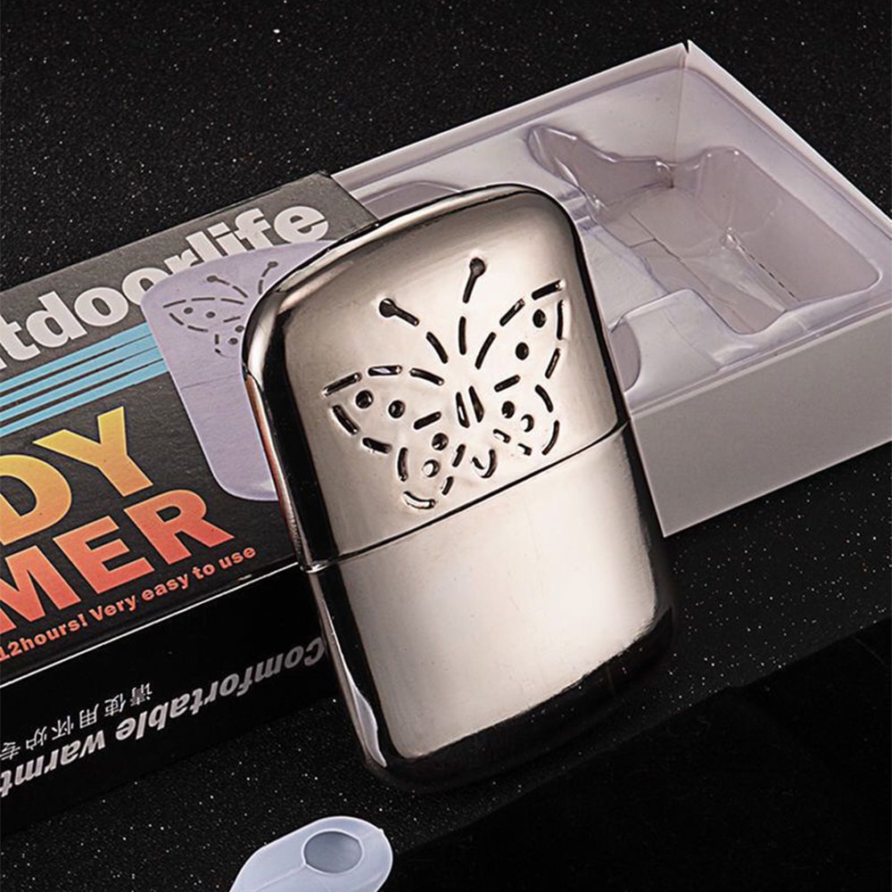 Zinc Alloy Pocket Hand Warmer Reusable Fuel Heater For Outdoor Hunting Camping Fishing 2