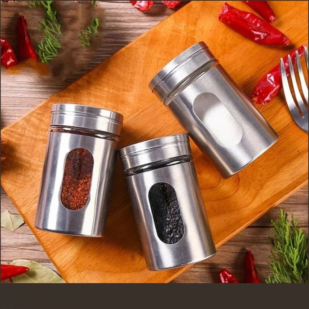 Stainless Steel Spice Shaker Seasoning Cans For Camping Barbecue And Storage Box 5
