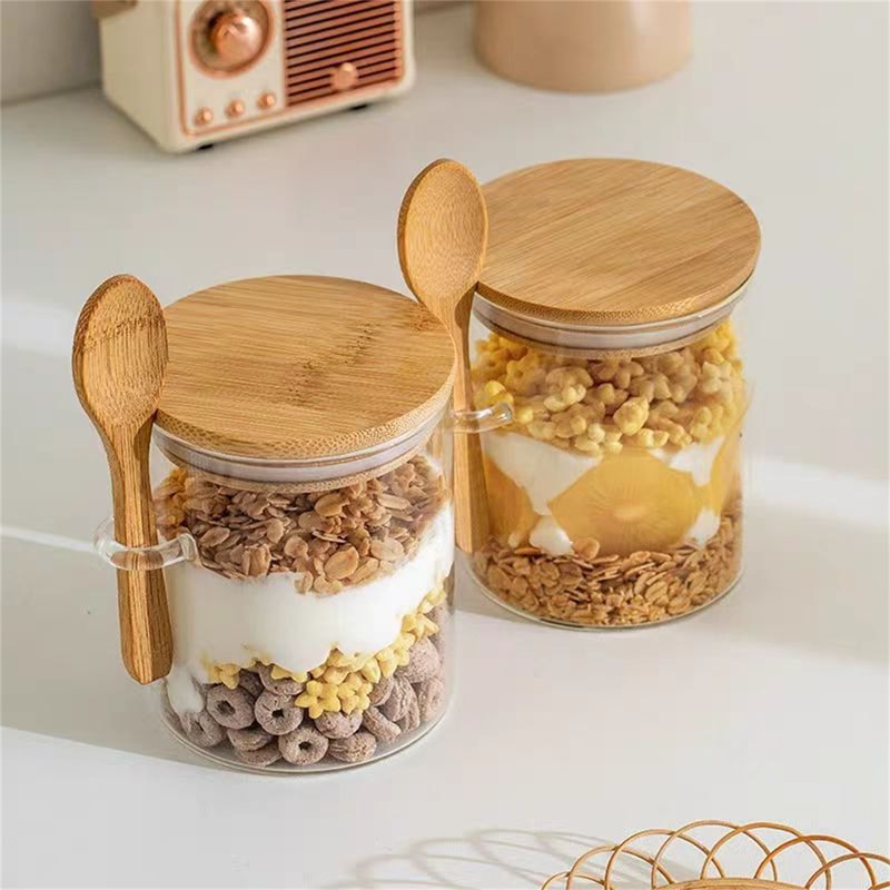 Multi-Purpose Storage Jar for Tea, Coffee, Candy, Spices, High Borosilicate Glass Airtight Container with Spoon