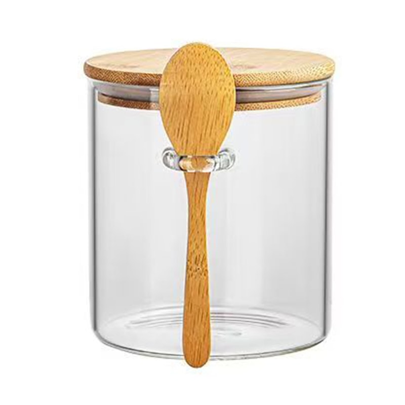 Multi-Purpose Storage Jar for Tea, Coffee, Candy, Spices, High Borosilicate Glass Airtight Container with Spoon