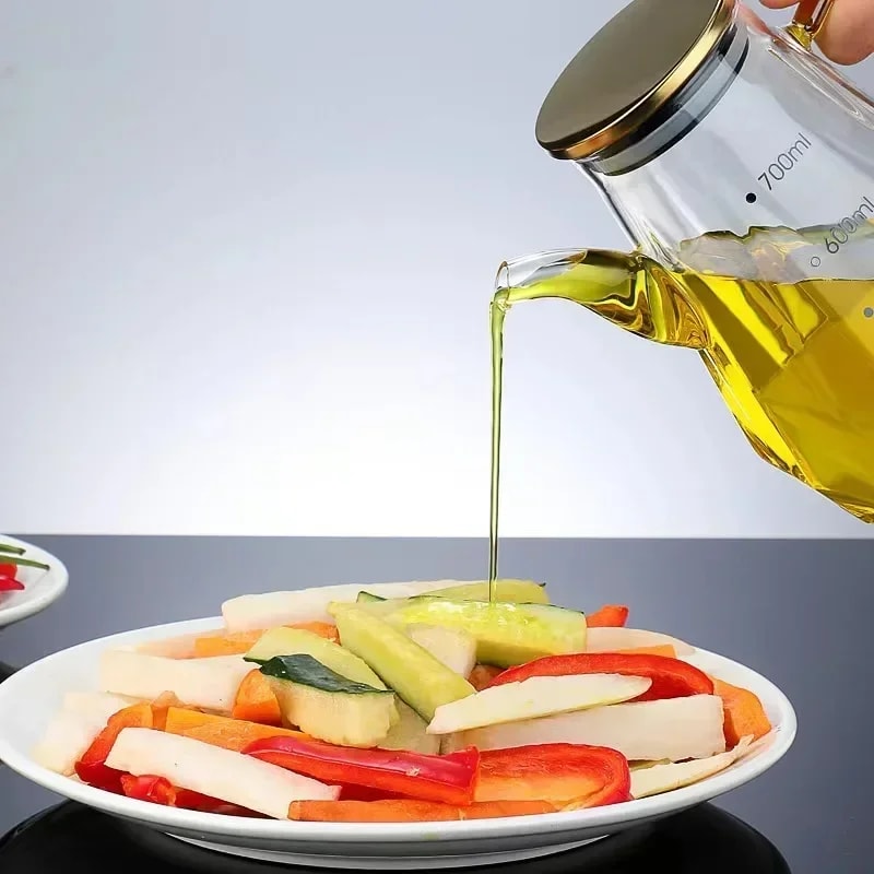 Glass Oil Pots Leak Proof Diamond Oil Bottle With Scale Lid Kitchen Soy Sauce Vinegar Condiment Sto 4