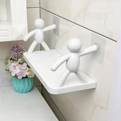 small person storage rack for bathroom, cartoon non-punch storage rack, cosmetics seasoning jar organizer