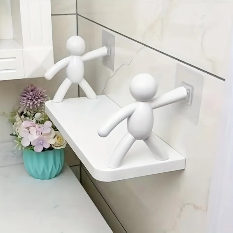 Small Person Storage Rack For Bathroom Cartoon NonPunch Storage Rack Cosmetics Seasoning Jar Organi 0