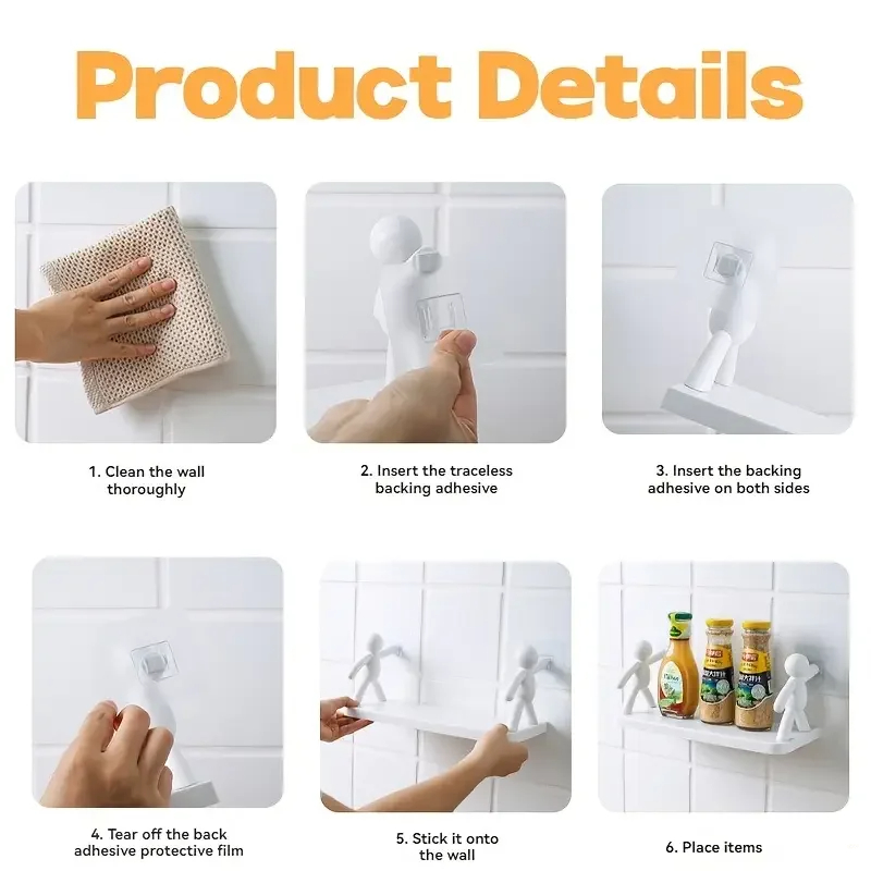 Small Person Storage Rack For Bathroom Cartoon NonPunch Storage Rack Cosmetics Seasoning Jar Organi 4