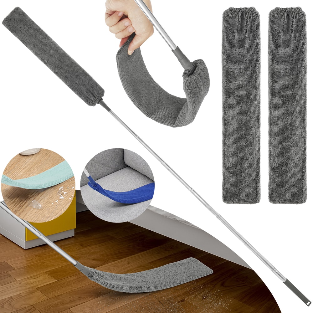 Gap Dust Cleaner with Retractable Microfiber, Extendable Pole, Long Flat Gap Duster Brushes for Household Cleaning