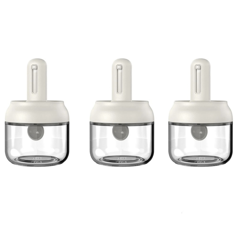 Leak-Proof Glass Seasoning Bottle with Telescopic Spoon, Moisture-Proof Kitchen Salt Storage Box, Household Spice