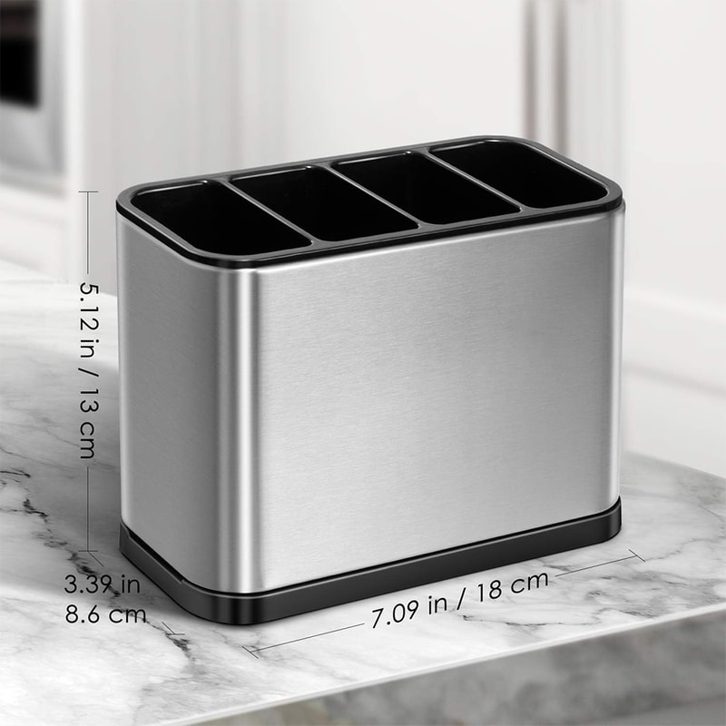 Silverware Caddy, Cutlery Organizer, Stainless Steel Utensil Drying Rack with Divided Compartments
