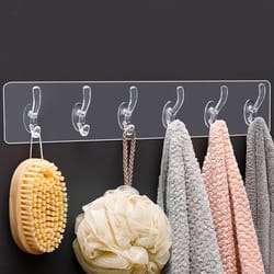 transparent holder rack for bathroom towel, sponge storage, living room hat clothes seamless hook organiser
