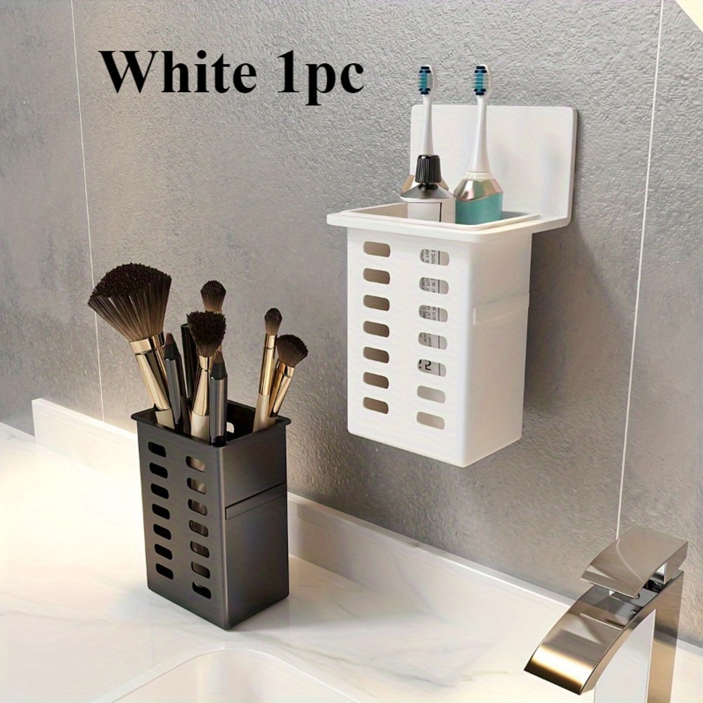 Functional Toothpaste and Toothbrush Stand Wall-Mounted Storage Rack for Bathroom Organization
