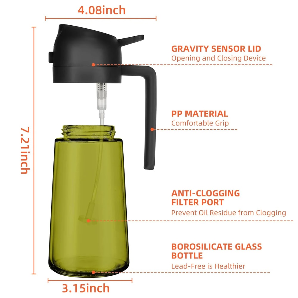 Olive Oil Dispenser Dark Glass Oil Sprayer Black Lightproof Cooking Sprayer For Salads BBQ Barbecue 5