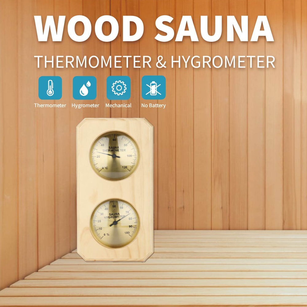 Mechanical Wood Sauna Thermometer Hygrometer WallMounted Spa Accessory No Battery Required For Fami 1