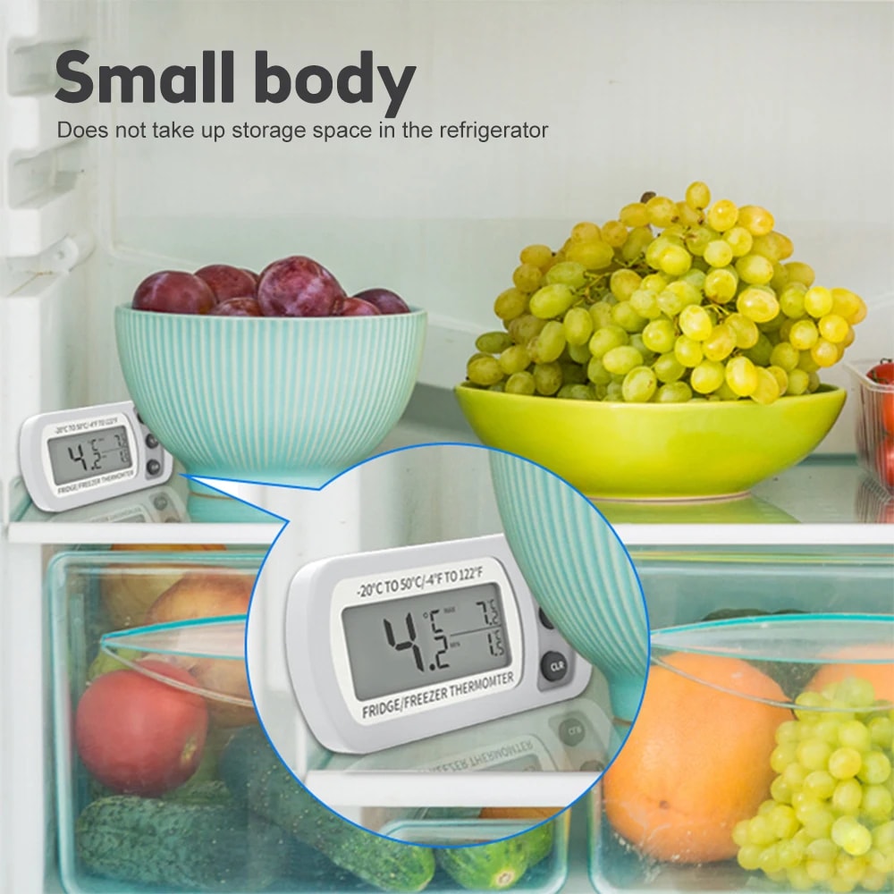 Fridge Thermometer With Hook Electric Digital Temperature Monitor For Freezer LCD Display 2