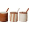 Vintage Ceramic Stripe Seasoning Jar with Spoon, Kitchen Supplies, Exquisite Storage Box for Chili Spice and Food
