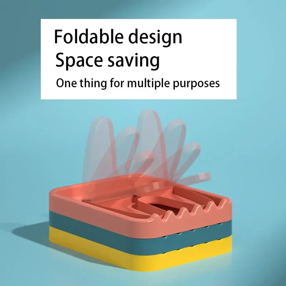 Foldable Pot Lid Rack Stand Kitchen Organizer Plastic Spoon Holder For Fork Spatula Rack Pan Cover 4