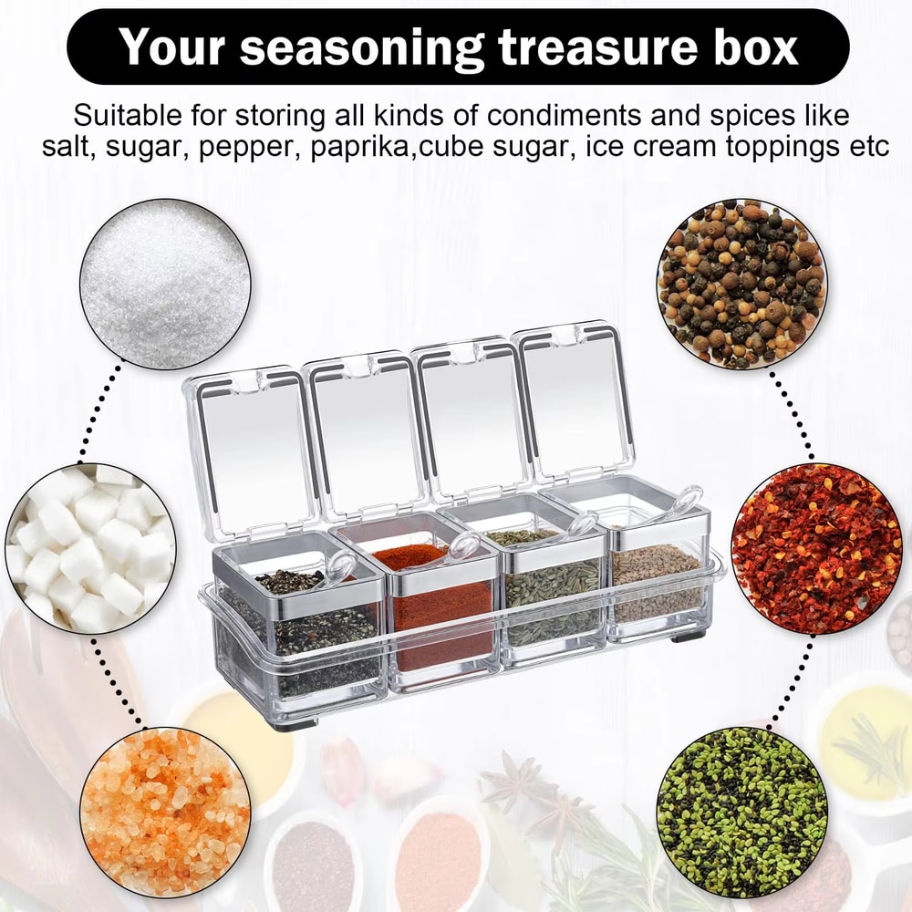 Spice Jar Set Condiment Cruet Bottle Kitchen Accessories Gourmet Acrylic Seasoning Box With Serving
