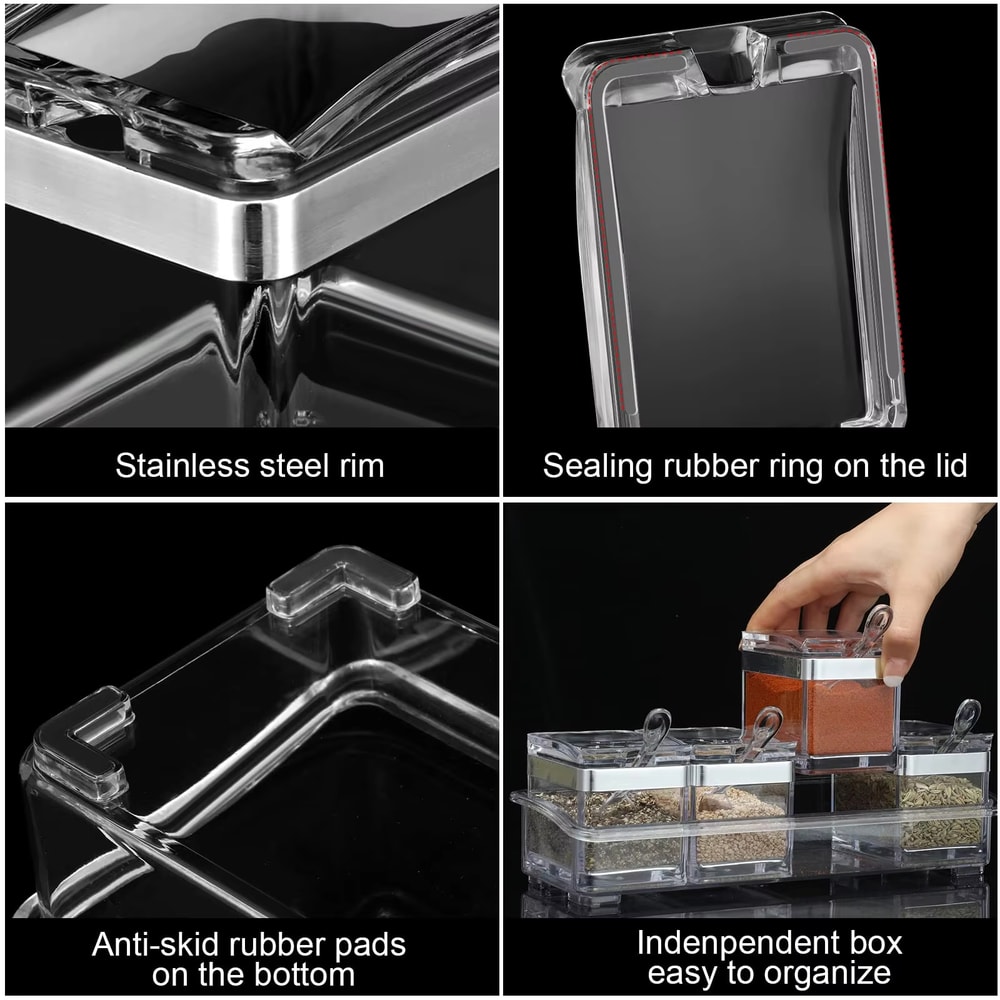 Spice Jar Set Condiment Cruet Bottle Kitchen Accessories Gourmet Acrylic Seasoning Box With Serving