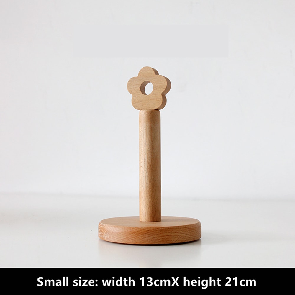 Solid Wood Paper Roll Holder, Creative Kitchen Vertical Beech Paper Towel Rack