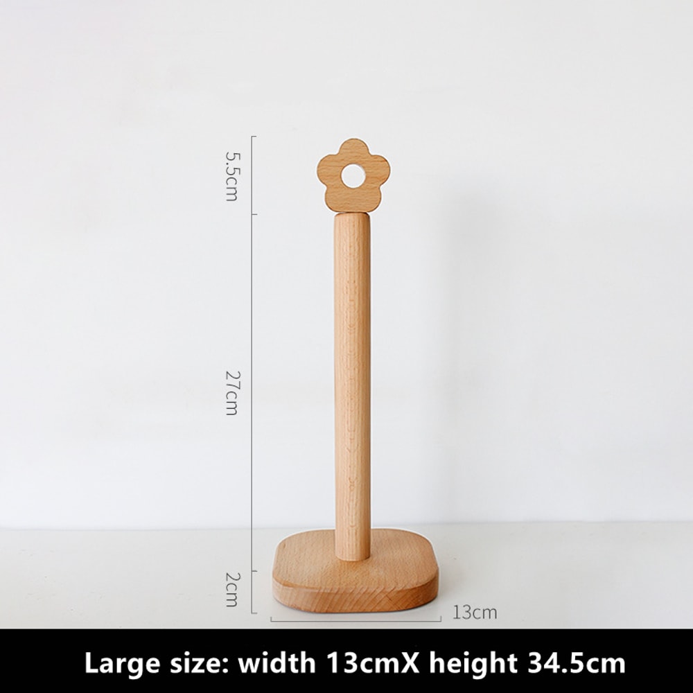 Solid Wood Paper Roll Holder, Creative Kitchen Vertical Beech Paper Towel Rack