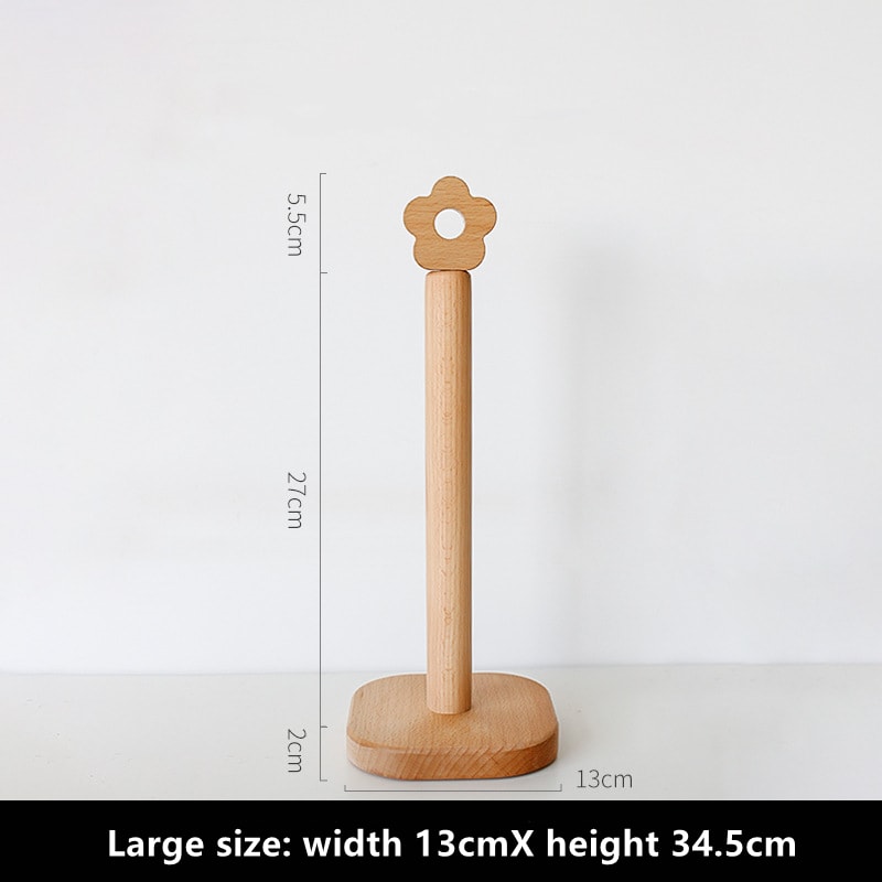 Solid Wood Paper Roll Holder, Creative Kitchen Vertical Beech Paper Towel Rack
