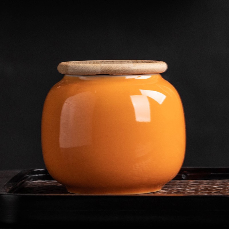Mini Bamboo Lid Ceramic Tea Candy Box Vintage Sealed Storage Jar Home Decoration Gift 9
