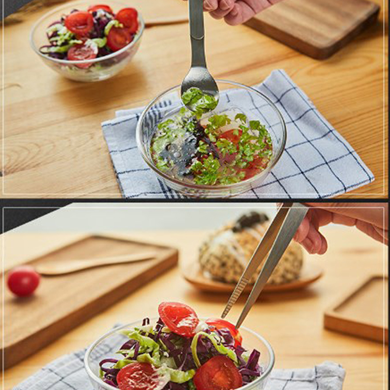 Stainless Steel Tasting Spoon Tweezers Dual Function Chef Cooker Spoon for Party Kitchen Accessories