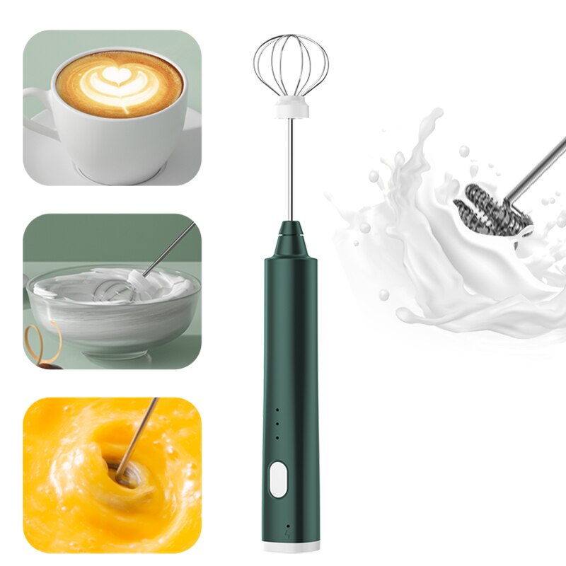 USB Rechargeable Handheld Egg Beater Electric Milk Frother Mixer Coffee Drink Frothing Wand Foamer 1