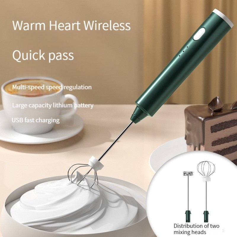 USB Rechargeable Handheld Egg Beater Electric Milk Frother Mixer Coffee Drink Frothing Wand Foamer 3