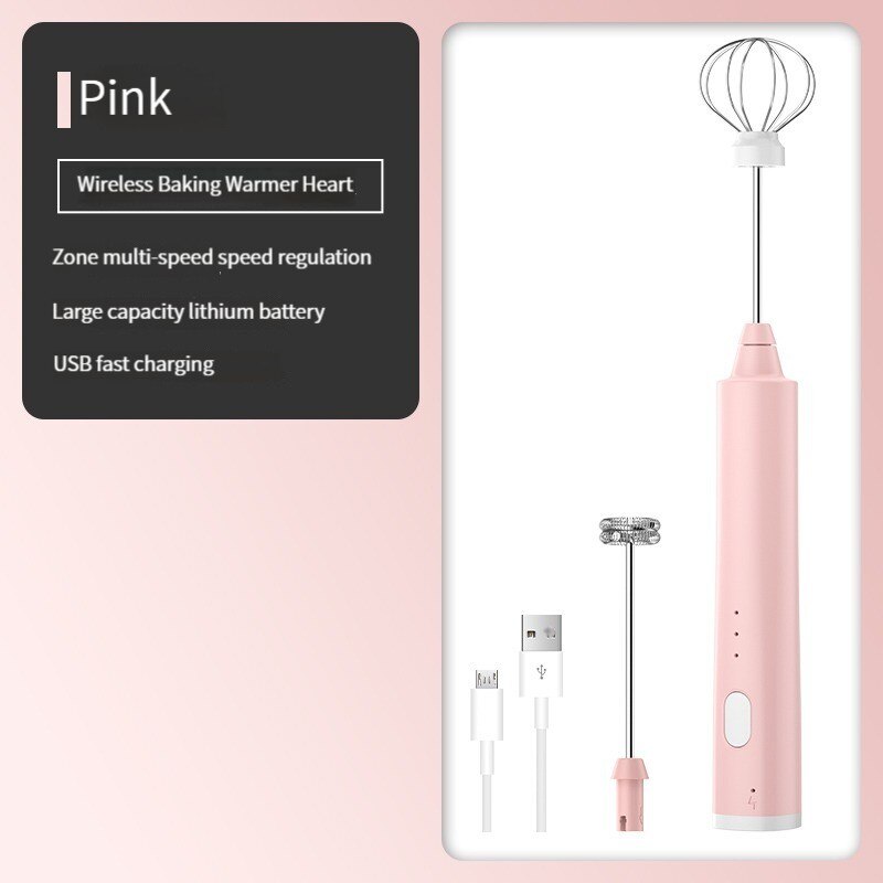 USB Rechargeable Handheld Egg Beater Electric Milk Frother Mixer Coffee Drink Frothing Wand Foamer 7