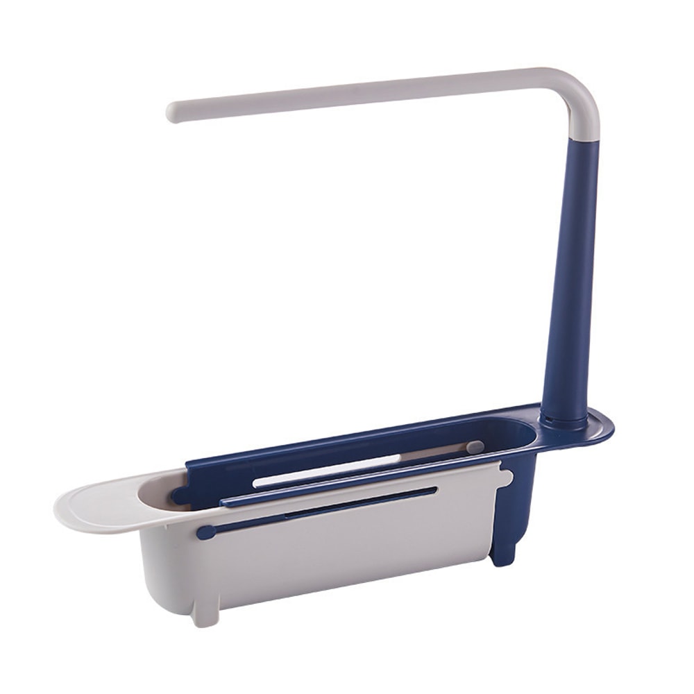 Sink Organizer with Telescopic Shelf, Soap Sponge Holder, Sink Drain Rack, and Towel Hanger for Kitchen